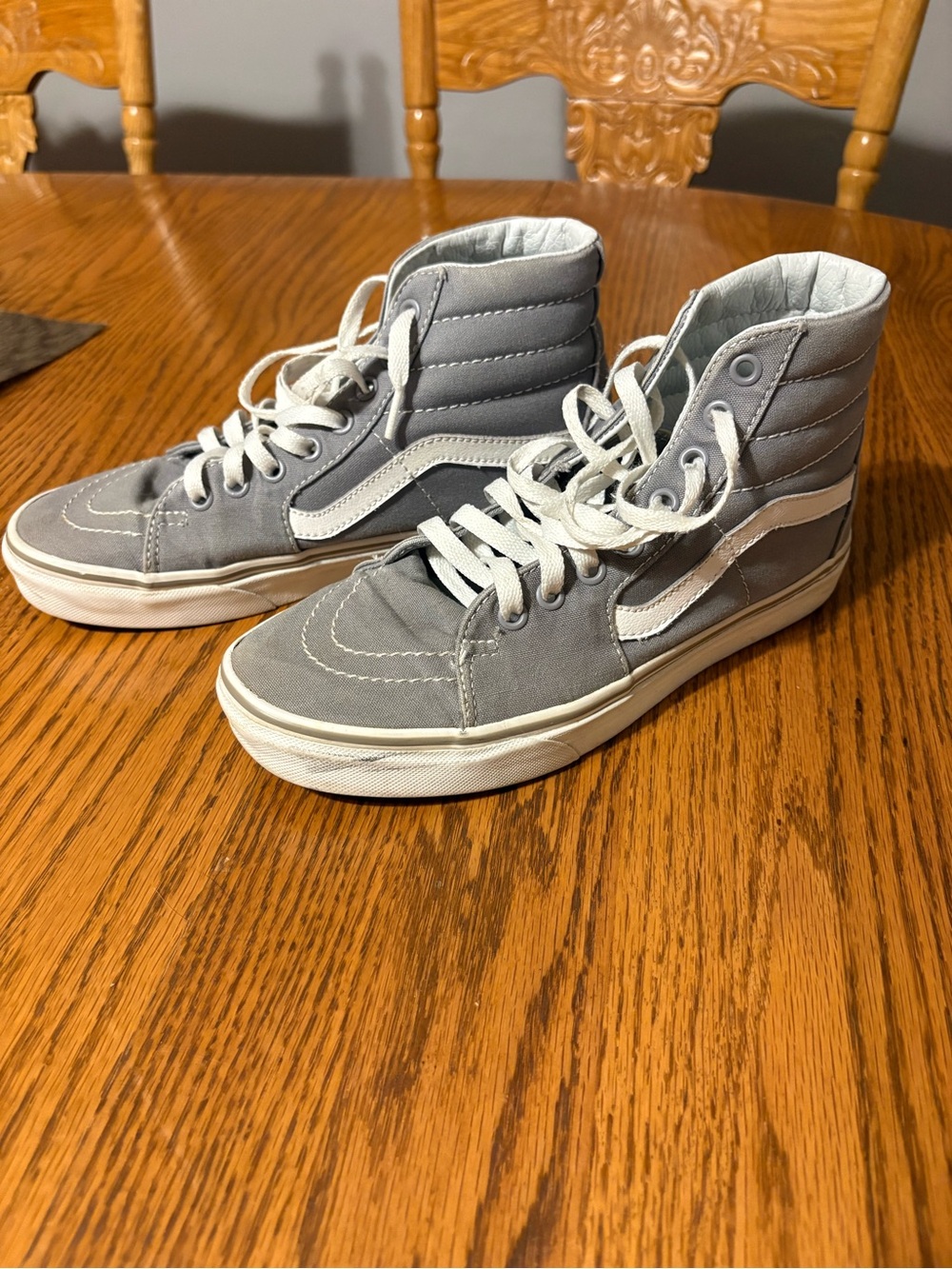 Vans Gray and White Sk8-Hi High-Top Sneakers